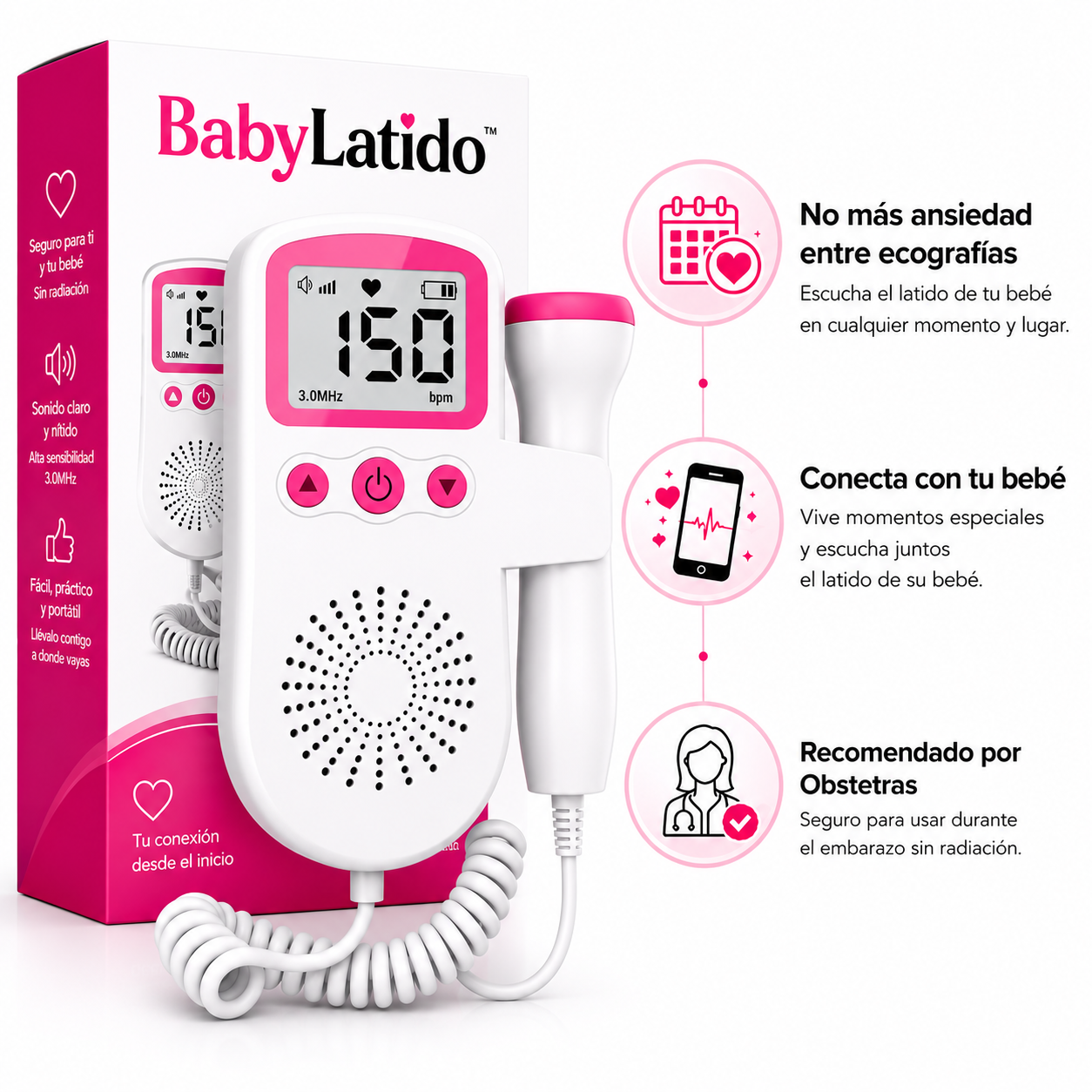 BabyLatido™ | Monitor Fetal sin Radiación para Escuchar el Latido de tu Bebé 👶🏻🩷