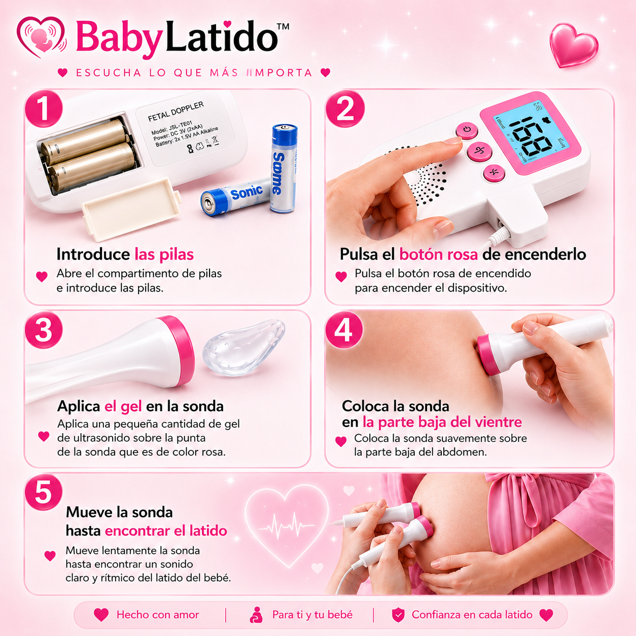 BabyLatido™ | Monitor Fetal sin Radiación para Escuchar el Latido de tu Bebé 👶🏻🩷